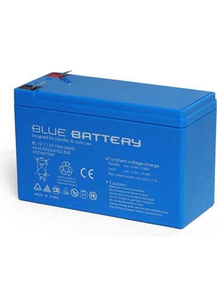 Blue Battery 12 Volt 7 Amper Bakımsız Kuru Akü , Ups Aküsü