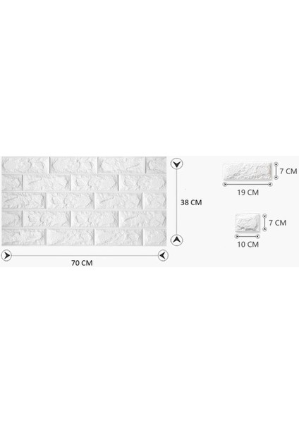 Renkli Duvarlar 70X38 CM(0,27M2)KENDINDEN Yapışkanlı 3D Esnek Duvar Kağıdı Paneli