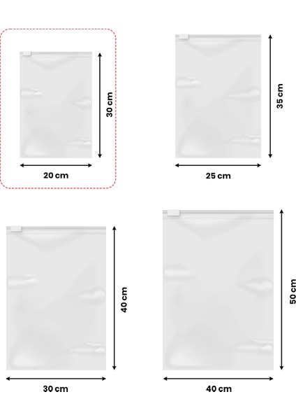 Baskısız Fermuarlı Şeffaf Buzlu Poşet- 20*30 - 100ADET