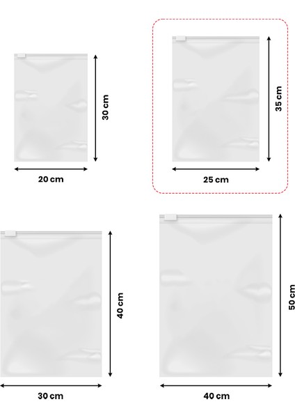 Baskısız Fermuarlı Şeffaf Buzlu Poşet- 25*35 - 500ADET