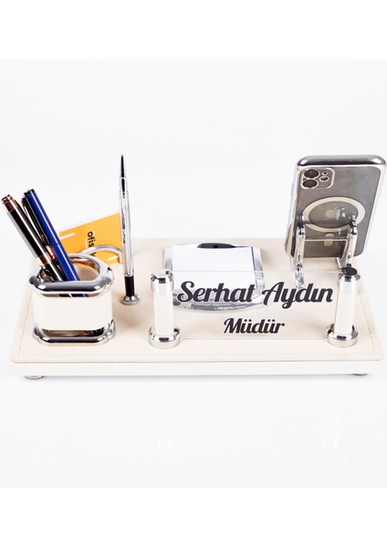 Kişiye Özel Masaüstü Organizer İsimlik Seti Barselona Bej