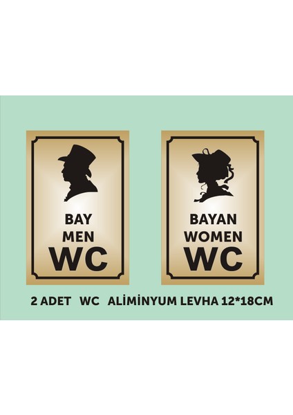 Wc Tuvalet Kapısı Levhası Gold Aliminyum 12*18CM