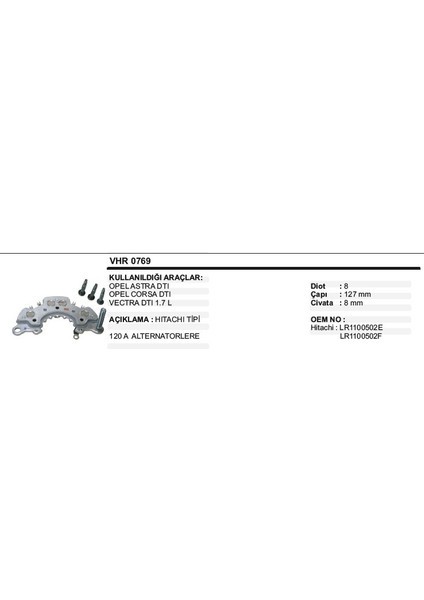 Diot Tablası Opel Astra Vectra Corsa 1.7 Dtı
