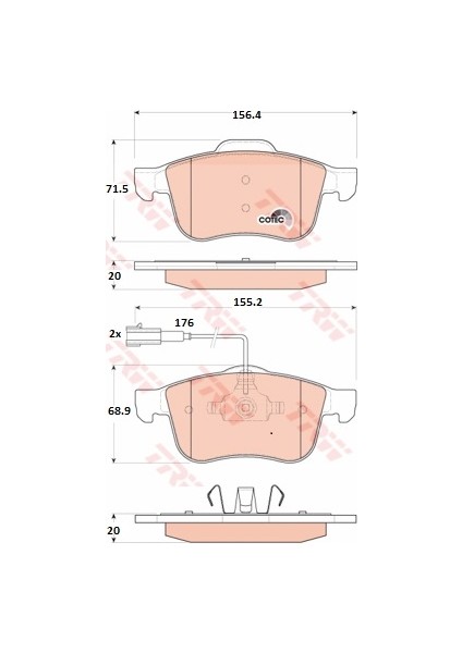 Disk Fren Balatası Ön Alfa Romeo Brera 2006 >>, Spıder 2006 >>, 159 2005 - 2011