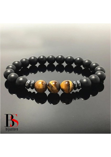 Kaplangözü & Hematit & Oniks Erkek Doğal Taş Bileklik