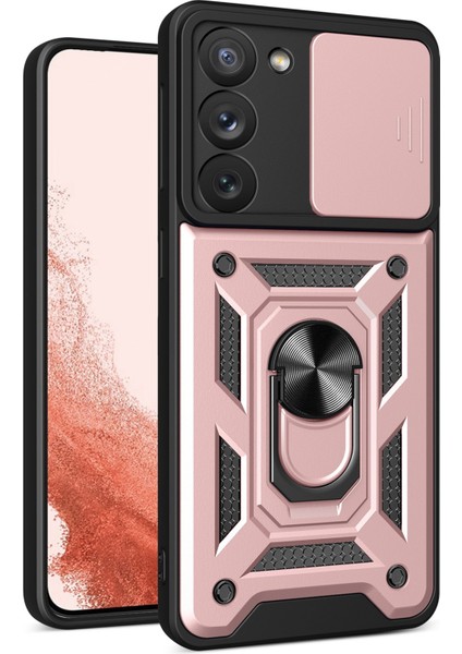 For Samsung Galaxy S23 Plus Için Çizgiye Döküm Anti Telefon Kılıfı, Slayt Kamera Koruyucu ile Ring Kickstand Pc + Tpu Arka Kapak (Yurt Dışından)