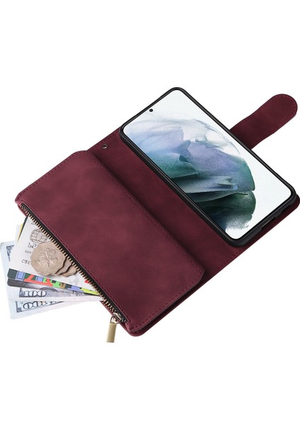 For Samsung Galaxy S23 Için Çoklu Kart Yuvası Pu Deri Stand Kılıfı Fermuar Cep Anti-Çizgiye Dönem Telefon Cüzdan Kapağı (Yurt Dışından) indirimleri
