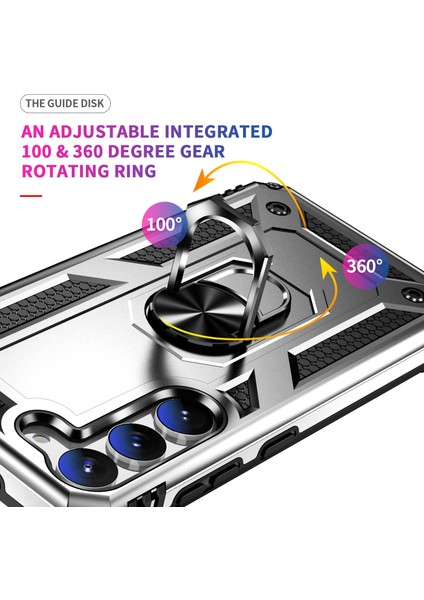 For Samsung Galaxy S23 Için Artı Sonbahar Geçirmez Askeri Sınıf Kasa Ring Kickstand Tasarımı Pc + Tpu Arka Kapak (Yurt Dışından) modelleri