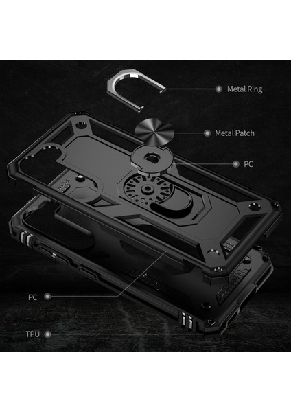 For Samsung Galaxy S23 Için Artı Sonbahar Geçirmez Askeri Sınıf Kasa Ring Kickstand Tasarımı Pc + Tpu Arka Kapak (Yurt Dışından) fırsatları
