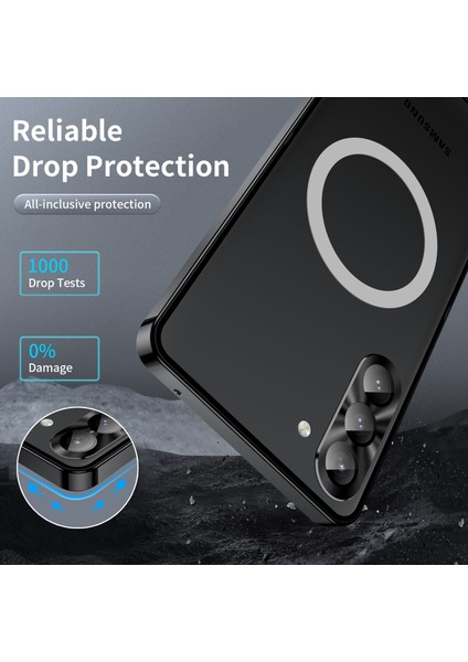 For Samsung Galaxy S23 Telefon Kapağı Tpu Geri + Elektrokaplama Metal Kenar Entegre Lens Koruma Anti-Drop Mat Telefon Kılıfı Desteği Kablosuz Şarj (Yurt Dışından) modelleri