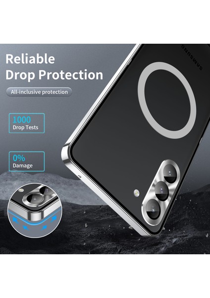 For Samsung Galaxy S23 Telefon Kapağı Tpu Geri + Elektrokaplama Metal Kenar Entegre Lens Koruma Anti-Drop Mat Telefon Kılıfı Desteği Kablosuz Şarj (Yurt Dışından) modelleri