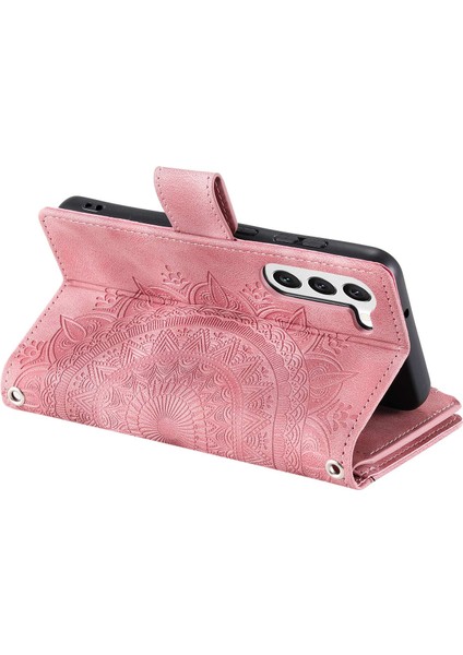 For Samsung Galaxy S23 Plus Için Fermuar Cep Telefonu Kılıfı, Mandala Çiçek Basılı Pu Deri Stand Kapağı Birden Fazla Kart Yuvası Cüzdan (Yurt Dışından) fırsatları
