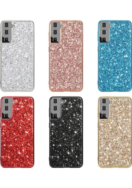 For Samsung Galaxy S23 Için Parlak Glitter Sequins Telefon Kılıf Anti-Fall Elektrokaplatma Tpu Çerçevesi Sert Pc Arka Kapak (Yurt Dışından)