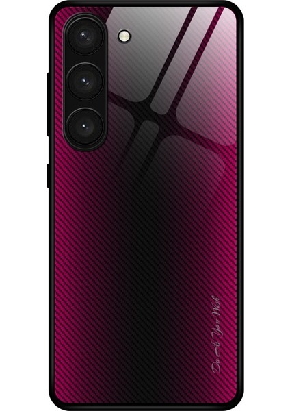 For Samsung Galaxy S23 Telefon Kasası Karbon Fiber Doku Ince Kasa Temperli Cam+Tpu Anti-Damla Telefon Kapağı (Yurt Dışından)