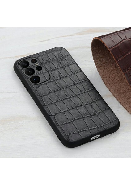 For Samsung Galaxy S23 Ultra 5g Orijinal Deri Timsah Doku Telefon Kılıfı Bırak-Kötü Cep Telefonu Arka Kapak (Yurt Dışından) modelleri