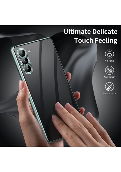 For Samsung Galaxy S23 Için+ Anti-Peep Telefon Geri Kapak Tek Taraflı Temperli Cam+ Pc Paneli Şok Geçirmez Telefon Kasası ve Manyetik Adsorpsiyon Metal Çerçevesi (Yurt Dışından) modelleri