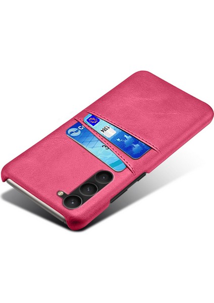 For Samsung Galaxy S23 Çift Kart Yuvaları Pu Deri Kaplamalı Pc Kapak Yumruğu Geçirmez Koruyucu Telefon Kılıfı (Yurt Dışından)
