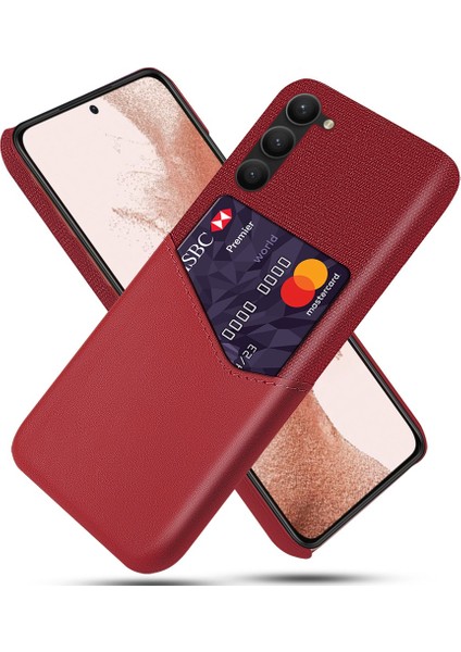 For Samsung Galaxy S23 Pu Deri + Sert Pc Telefon Kapak Bezi Doku Kartı Tutucu Giyim Dayanıklı Cep Telefon Kılıfı (Yurt Dışından)