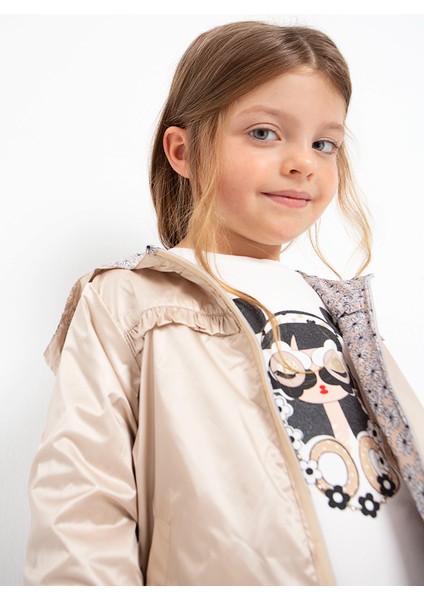 Kız Çocuk Çift Taraflı Rüzgarlık Bej 3444