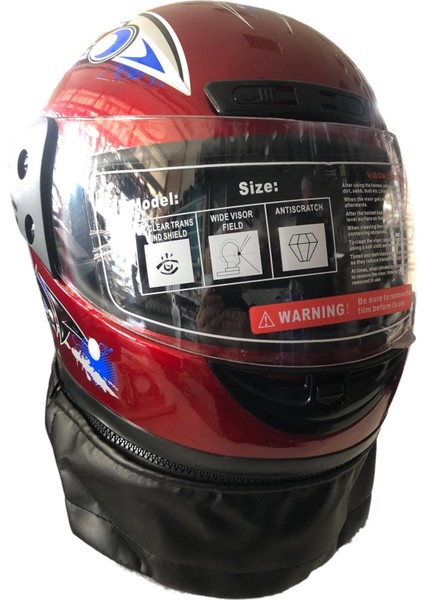 Motosiklet Kapalı Kask Brandalı L Beden Standart Kırmızı