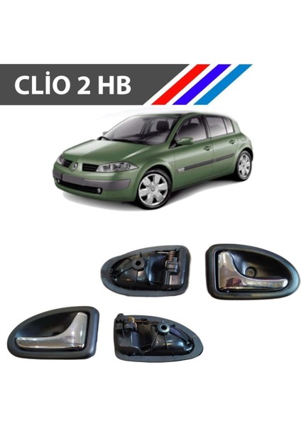 Nvr Clio 2 Hatchback Kasa Iç Açma Kolu 4 Adetli Takım Parlak Krom Detaylı