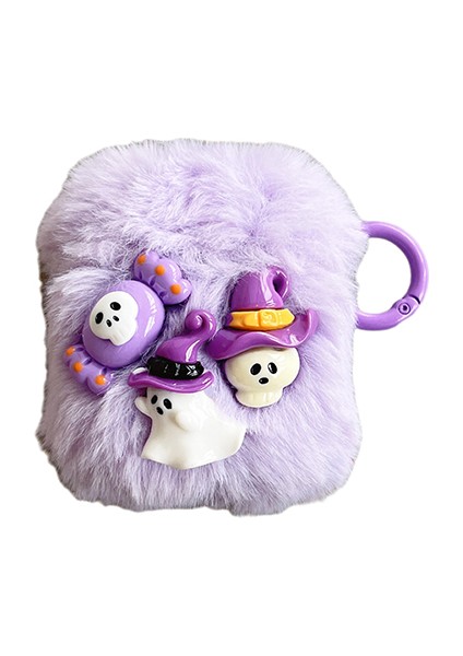 Şarj Kılıflı Earphone (2016) / (2019) / Kablosuz Şarj Kahaklı Earphone (2019) Küçük Hayalet Kafatası Kulaklık Kılıfı Yumuşak Kalıplı Yüzük Tokalı Kapak (Yurt Dışından)