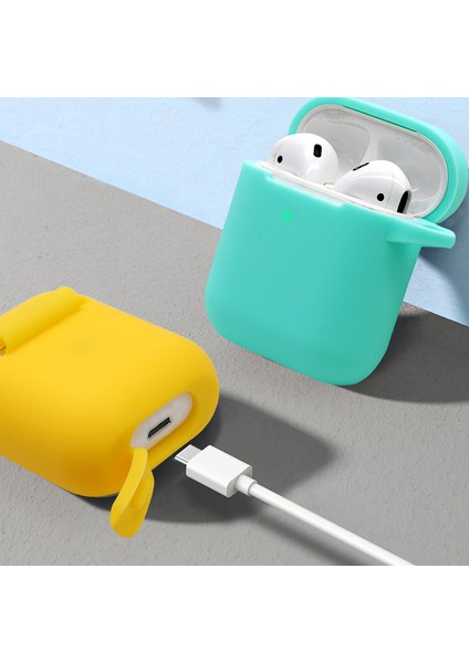 Şarj Kılıflı Earphone Için Silikon Kılıf (2016) / (2019) / Kablosuz Şarj Kılıflı Airpod'lar (2019), D Ring Tokalı 2,5mm Kalın Koruyucu Kapak (Yurt Dışından) indirimleri