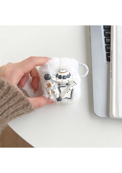 Şarj Kılıflı Airpod'lar (2016) / (2019) / Kablosuz Şarj Kılıflı Earphone (2019) Astronot Uzay Gemisi Roket Faux Fur+Tpu Kulaklık Kapağı Koruyucu Kılıf Halka Tokalı (Yurt Dışından) fiyatları
