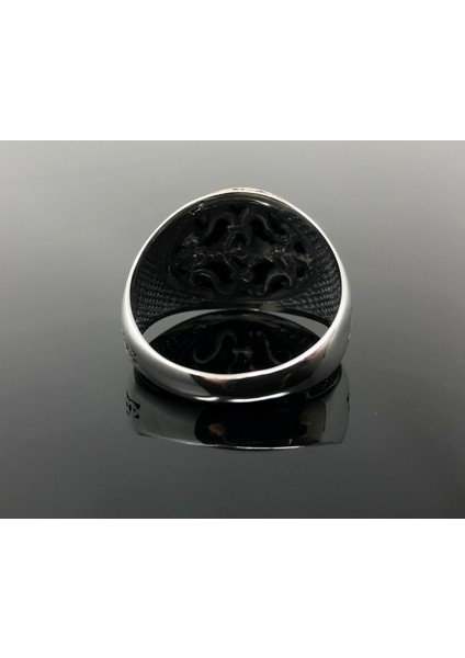 925 Ayar Gümüş Yeşil Akik Taşlı Mini Zirkon Taş Süslemeli Erkek Yüzük modelleri