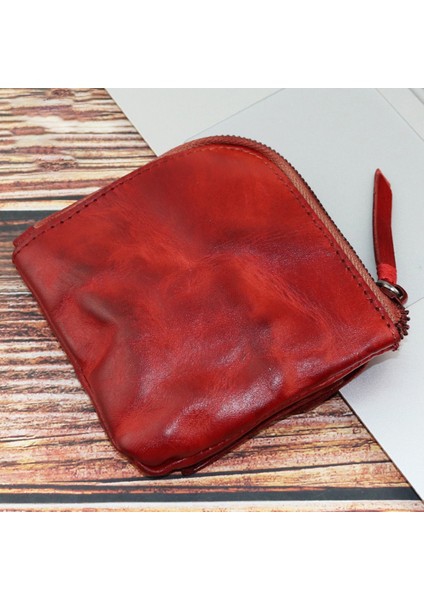 SG132 Küçük Para Çantası Üst Katman Cowhide Deri Vintage Stil Mini Para Çanta Kart Tutucu Cüzdan (Yurt Dışından)