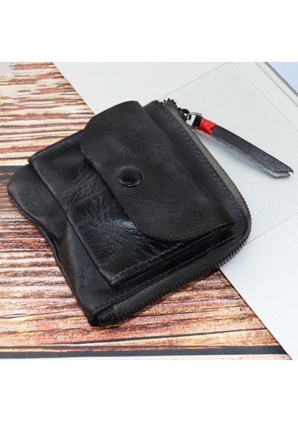 SG132 Küçük Para Çantası Üst Katman Cowhide Deri Deri Vintage Stil Mini Para Çanta Kart Tutucu Cüzdan (Yurt Dışından)