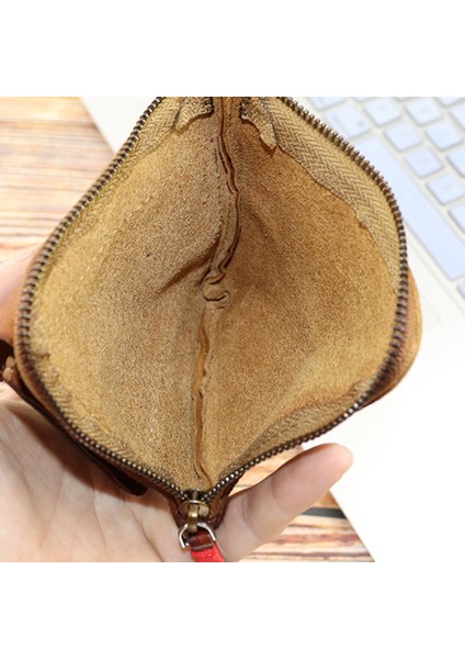 SG132 Küçük Para Çantası Üst Katman Cowhide Deri Deri Vintage Stil Mini Para Çanta Kart Tutucu Cüzdan (Yurt Dışından)