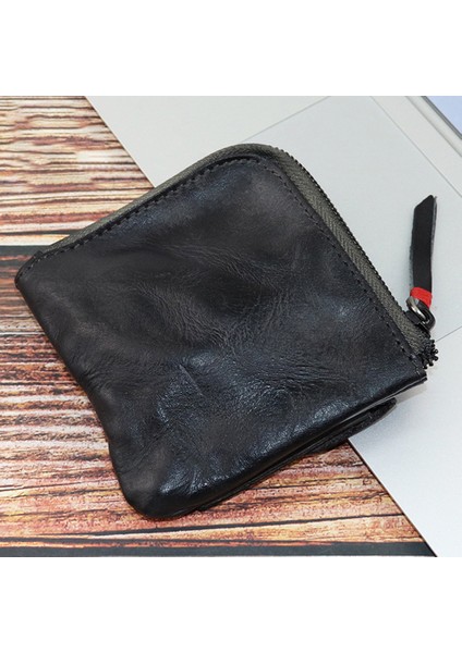 SG132 Küçük Para Çantası Üst Katman Cowhide Deri Deri Vintage Stil Mini Para Çanta Kart Tutucu Cüzdan (Yurt Dışından)