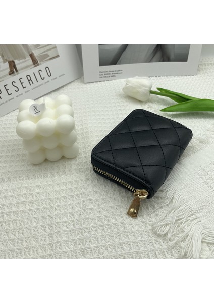 Eşkenar Dörtgen Dikiş Hattı Kadınlar Kısa Cüzdan Fermuar Para Cüzdanı Pu Deri Organ Kartı Tutucu Çanta (Yurt Dışından) fiyatları