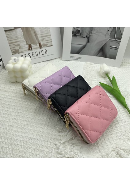 Eşkenar Dörtgen Dikiş Hattı Kadınlar Kısa Cüzdan Fermuar Para Cüzdanı Pu Deri Organ Kartı Tutucu Çanta (Yurt Dışından) fırsatları