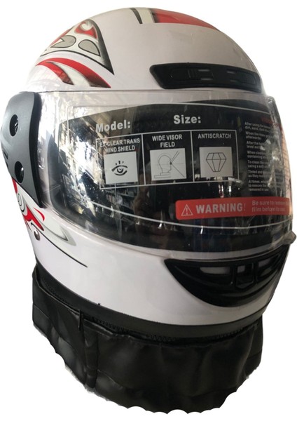 Motosiklet Kapalı Kask Brandalı L Beden Standart Beyaz