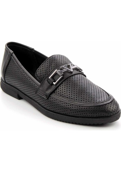 Siyah Leather Kadın Loafer Ayakkabı K01586213603 modelleri