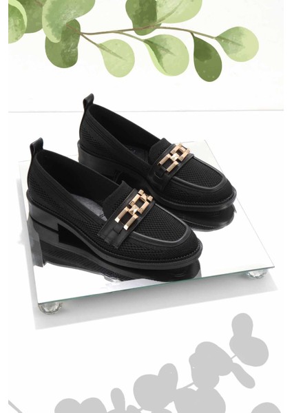 Siyah Triko Kadın Loafer Ayakkabı K01196000182