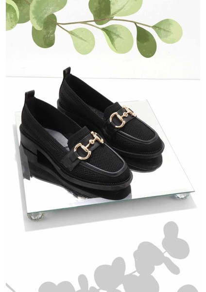 Siyah Triko Kadın Loafer Ayakkabı K01196000582