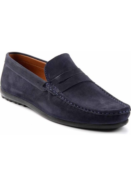 Lacivert Nubuk Leather Erkek Loafer Ayakkabı E01733200801