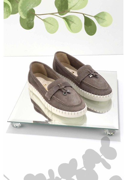 Vizon Süet Leather Kadın Loafer Ayakkabı K01286654002