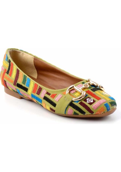 Yeşil Nakışlı Kadın Loafer Ayakkabı K01641167082 modelleri