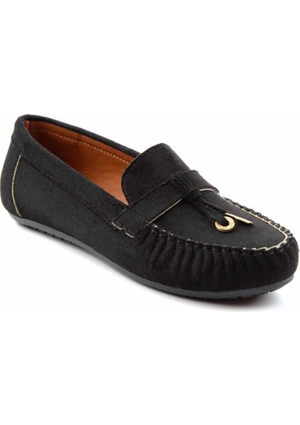 Siyah Süet Kadın Loafer Ayakkabı K01778166602 modelleri