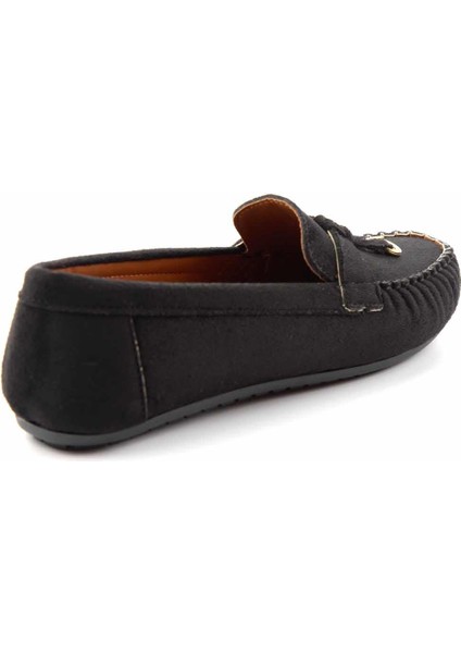 Siyah Süet Kadın Loafer Ayakkabı K01778166602 fırsatları