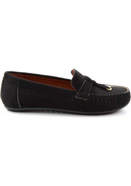 Siyah Süet  Kadın Loafer Ayakkabı K01778166602