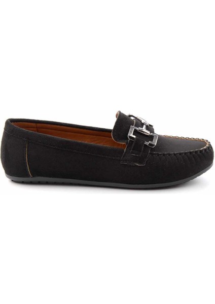 Siyah Süet Kadın Loafer Ayakkabı K01778166502