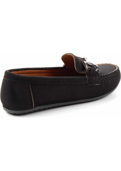 Siyah Süet Kadın Loafer Ayakkabı K01778166502