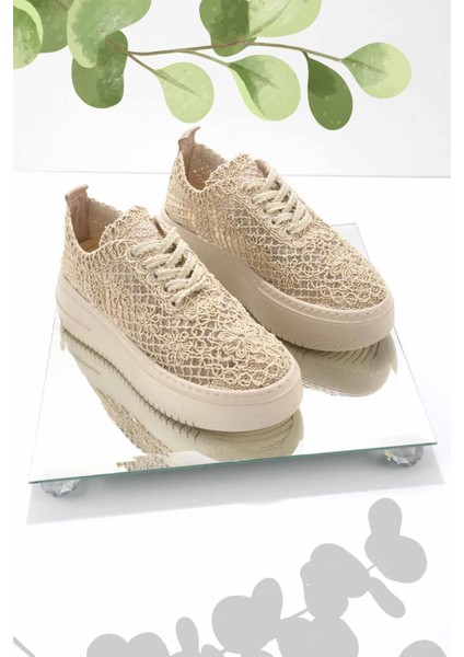Bej Örgü Kadın Casual Ayakkabı K01320302216