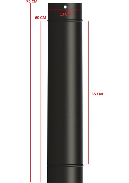 Soba Mat Siyah Emaye Soba Borusu-Boy: 70/60/55 Cm-Çap: 13 cm