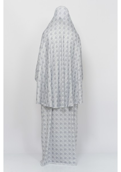 Pratik Iki Parça Güneş Desenli Yarasa Kollu Başörtülü Likralı Tesettür Namaz Elbisesi 992-0307 modelleri